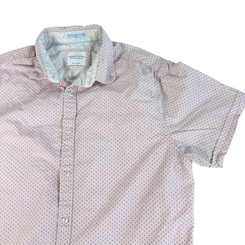 Denim & Flower Ricky Singh Mens M Pink Ditsy Floral Short Sleeve Button Up Shirt